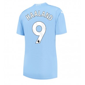 Manchester City Erling Haaland #9 Replica Home Stadium Shirt for Women 2023-24 Short Sleeve